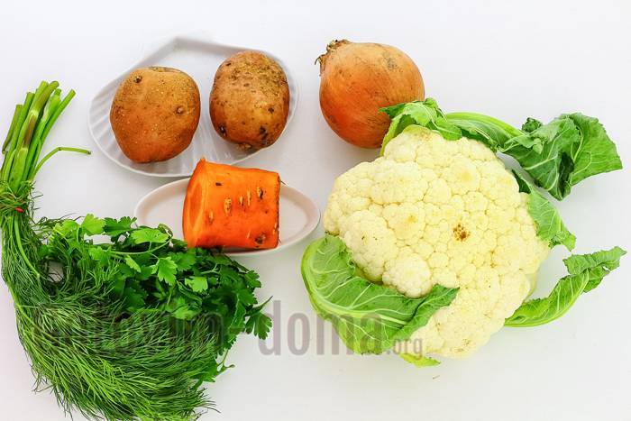 домашний Суп с цветной капустой и картошкой ингредиенты